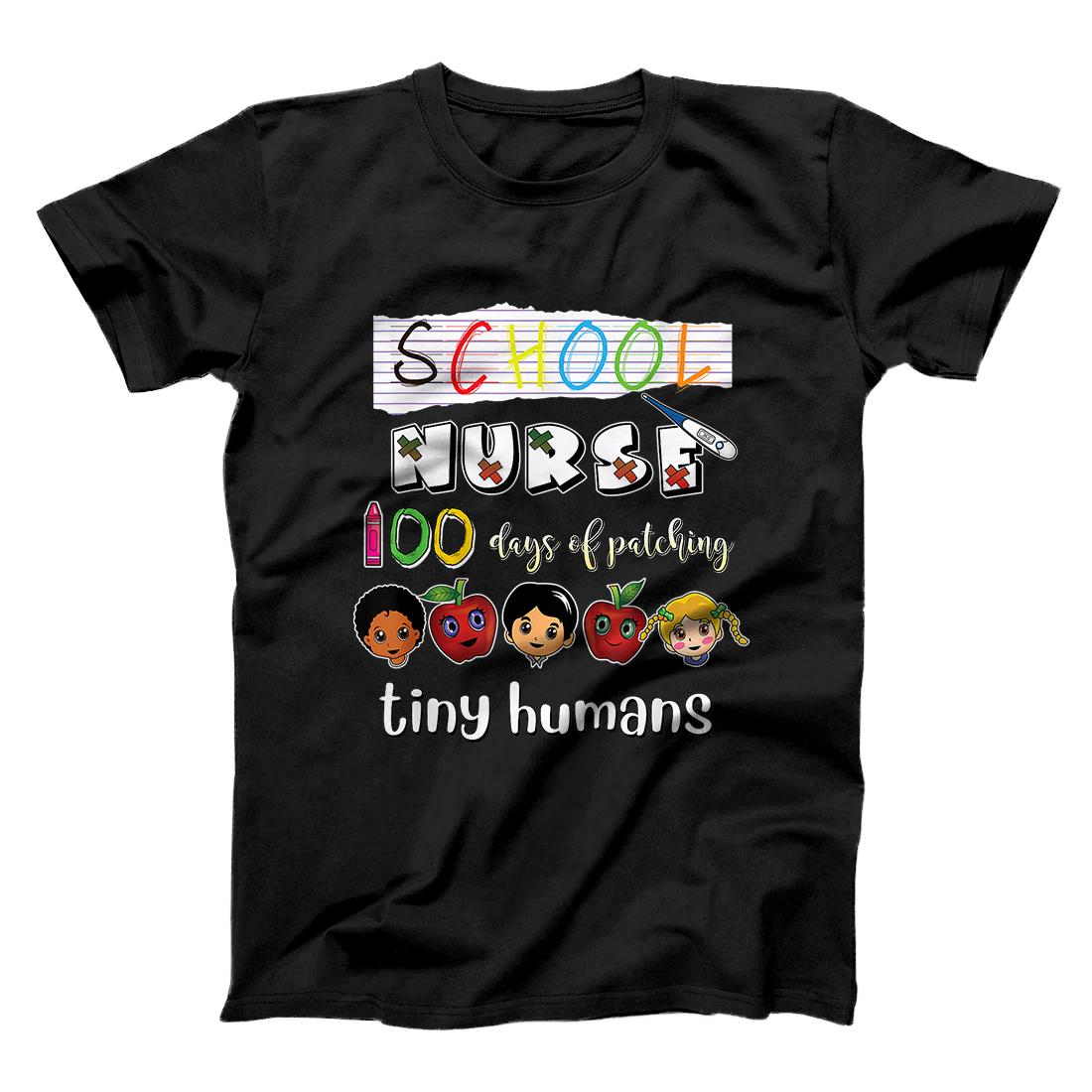 Personalized 100 Days of School Patching Tiny Humans School Nurse Gift T-Shirt