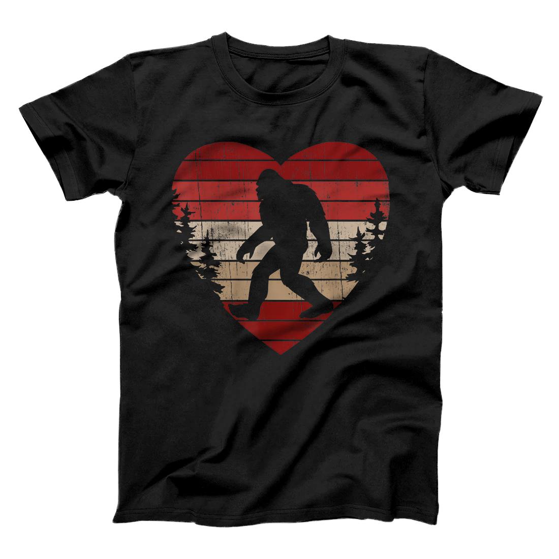 Personalized Bigfoot Heart Valentine's Day Boys Girls Kids Love Sasquatch T-Shirt