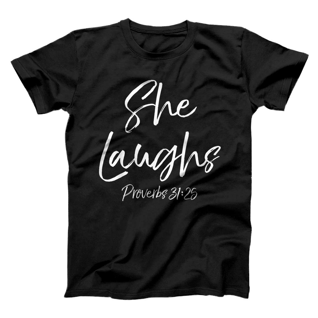 Personalized Cute Mom Proverbs 31 Woman Gift She Laughs Proverbs 31:25 T-Shirt