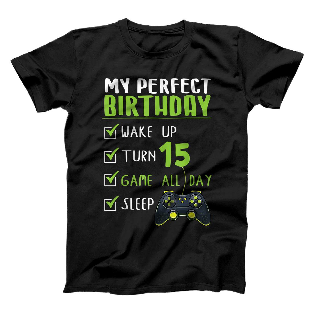 Personalized 15th Birthday Party Perfect Gift For Gamer 15 Years Old Boy T-Shirt