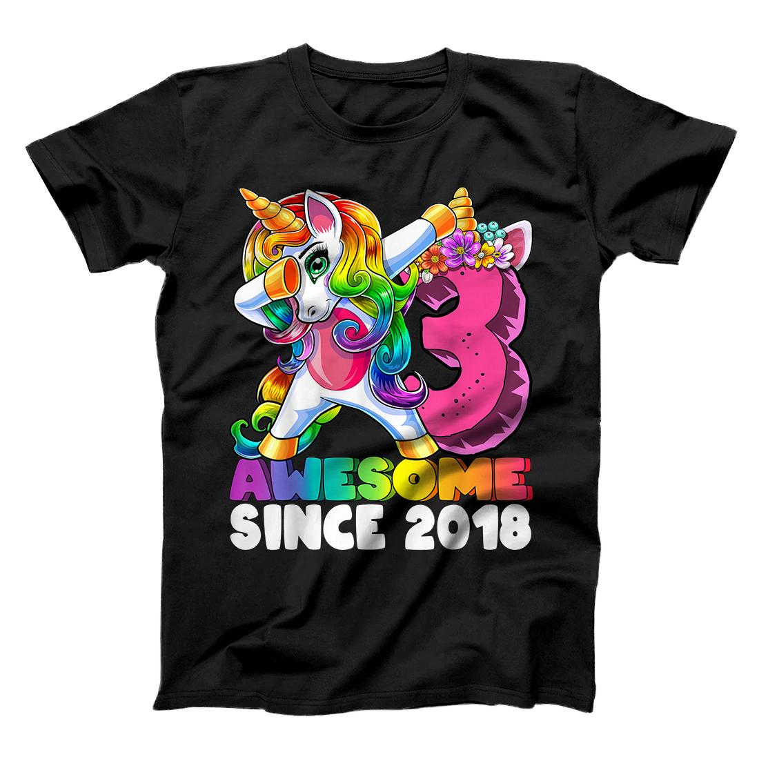Personalized Awesome Since 2018 Dabbing Unicorn 3rd Birthday Gift Girls T-Shirt