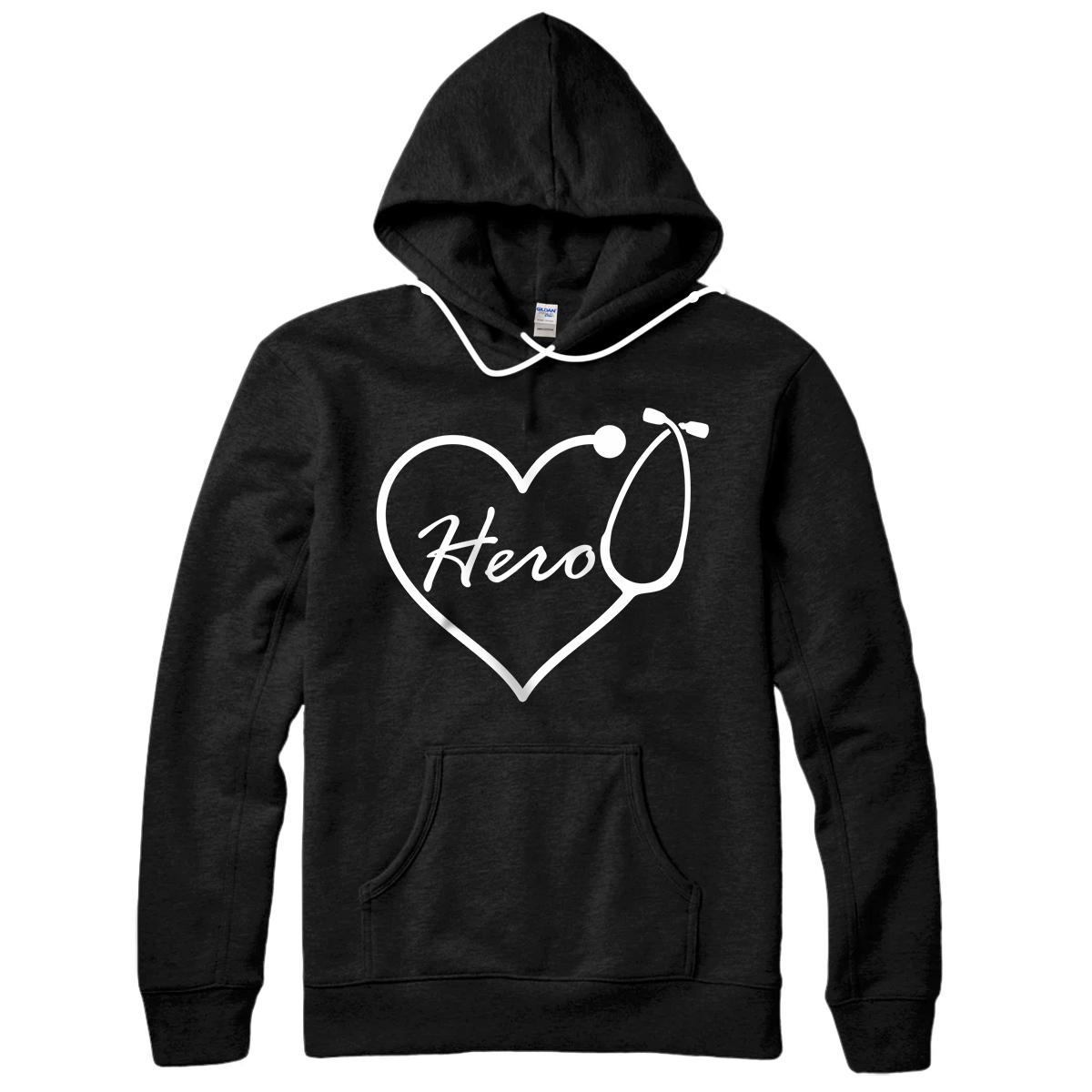 Personalized Hero Love Heart Nurse Doctor Valentines Day Stethoscope Gift Pullover Hoodie