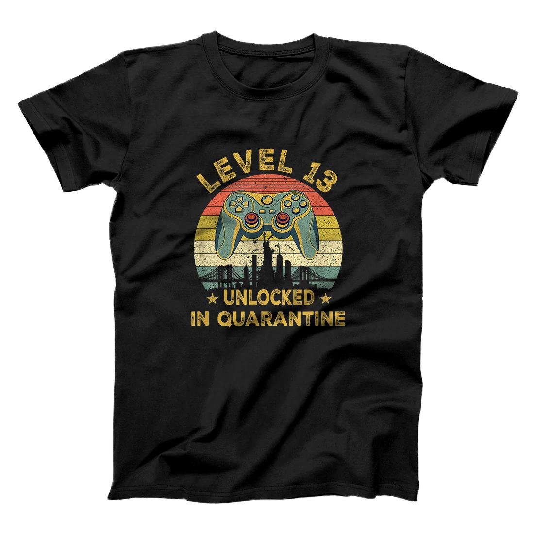 Gamer Level 13 unlocked in quarantine birthday 13th birthday T-Shirt