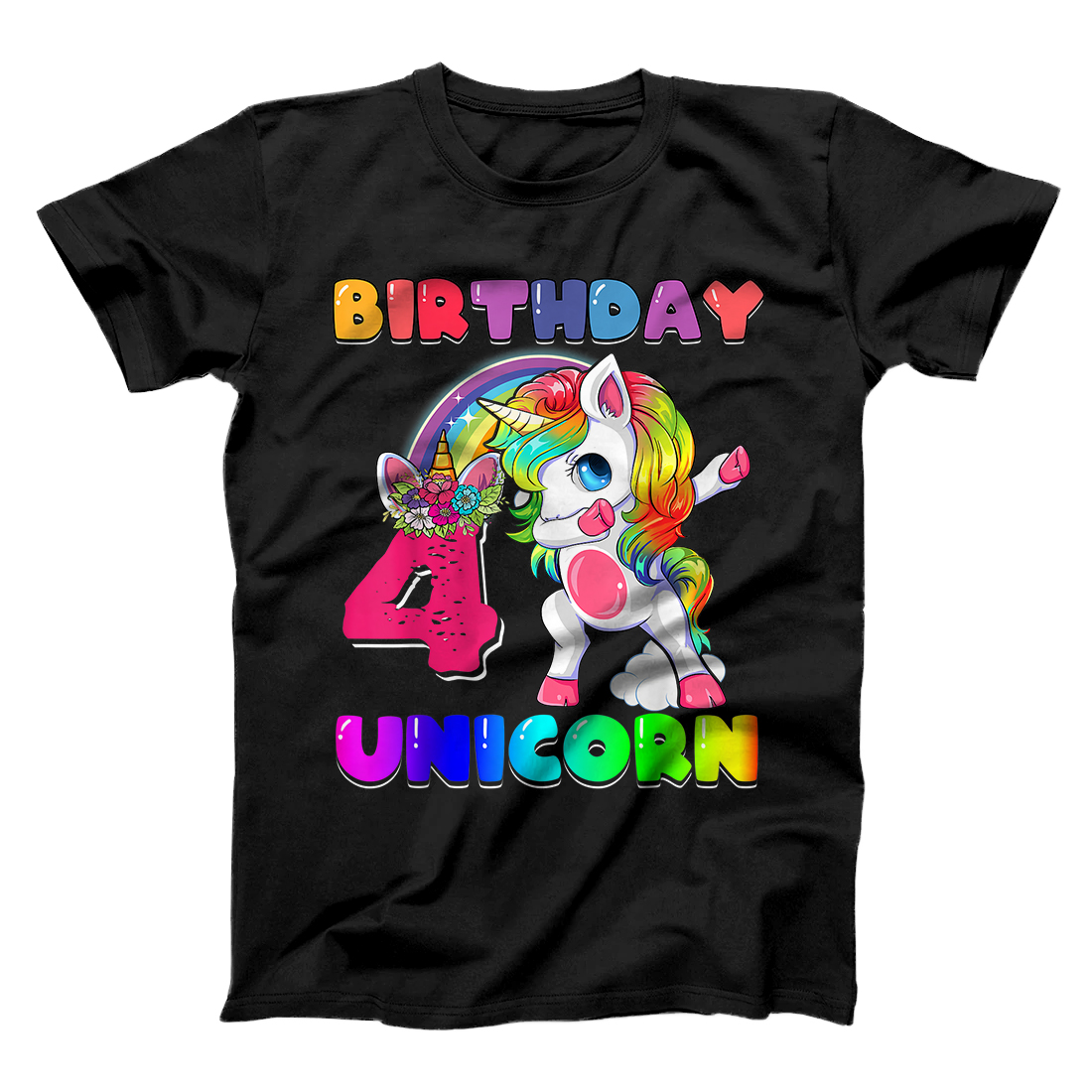 Birthday Unicorn 4 Dabbing Unicorn 4th Birthday Gift Girls T-Shirt