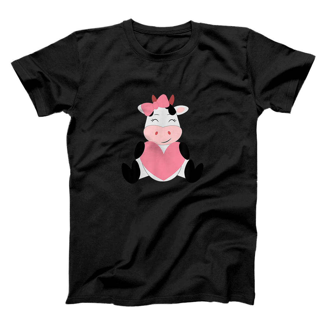 Valentine Cow Holding Heart Love Valentine's Day Cow T-Shirt