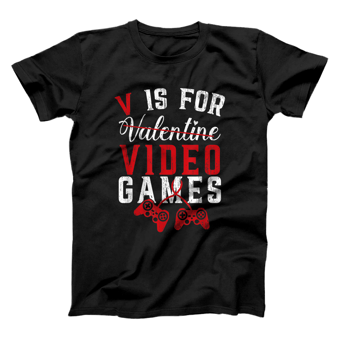 Personalized V Is For Valentine Video Games Funny Valentine's Day Gamer T-Shirt