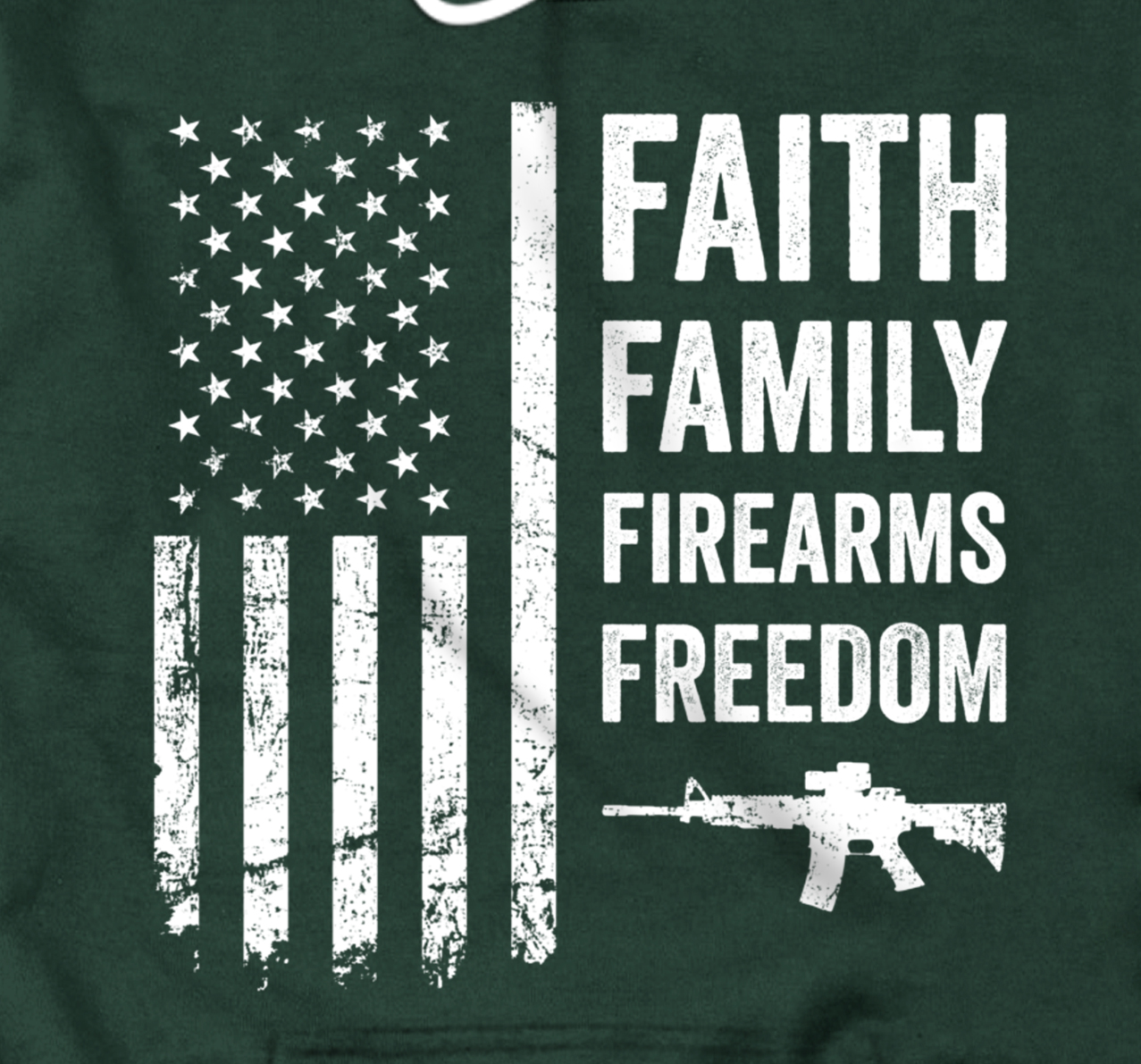 Faith Family Firearms & Freedom - Pro God Guns USA Flag Pullover Hoodie ...