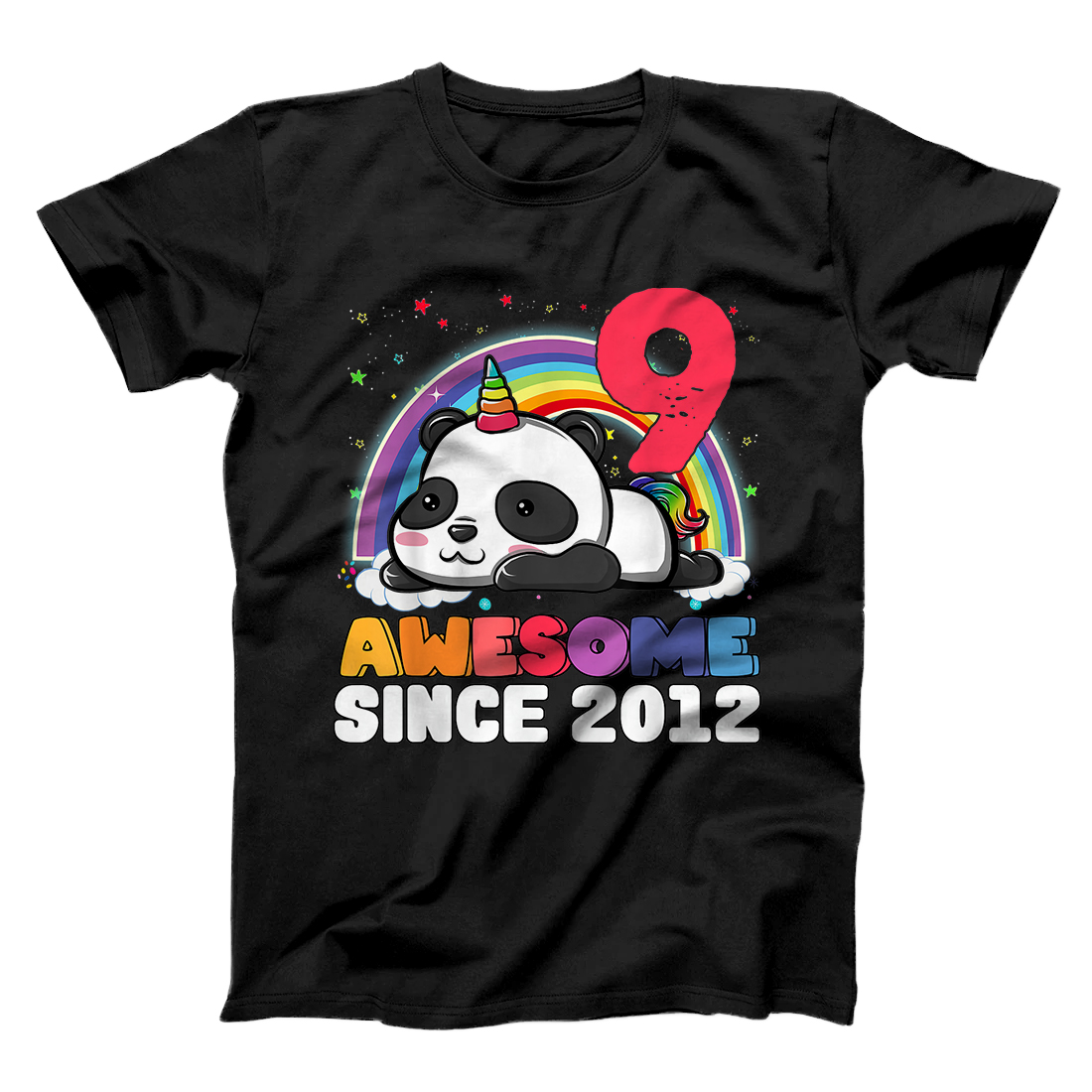 9Th Years Old 9th Birthday Panda Unicorn Girl Party Gift T-Shirt