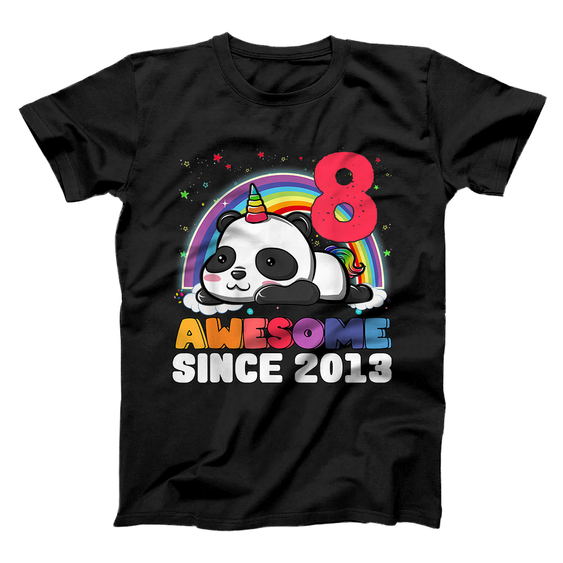 8Th Years Old 8th Birthday Panda Unicorn Girl Party Gift T-Shirt