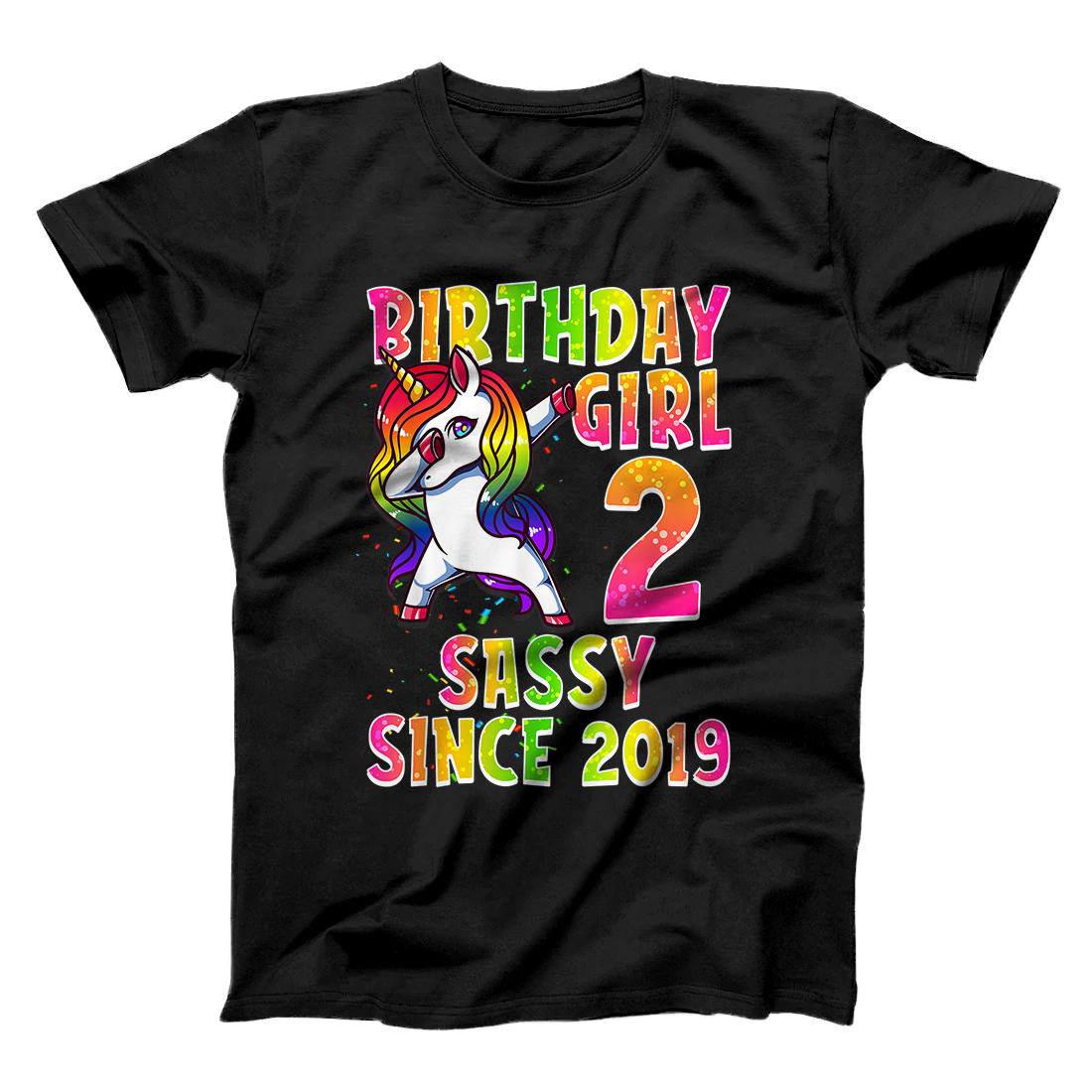 2nd Birthday Girl Dabbing Unicorn 2 Years Old Party Gift T-Shirt