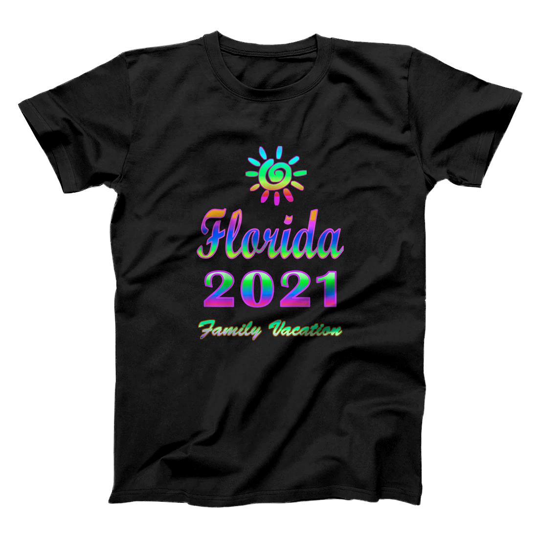 Personalized Florida Family Vacation Fun 2021 Spiral Sun Rainbow T-Shirt