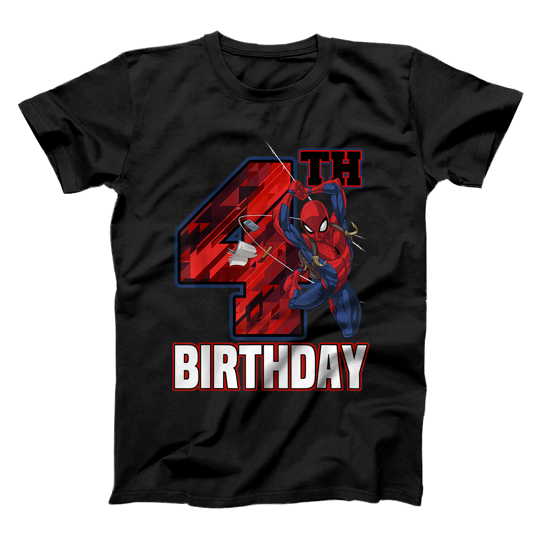 Personalized Spider-Man Web Swing 4th Birthday T-Shirt