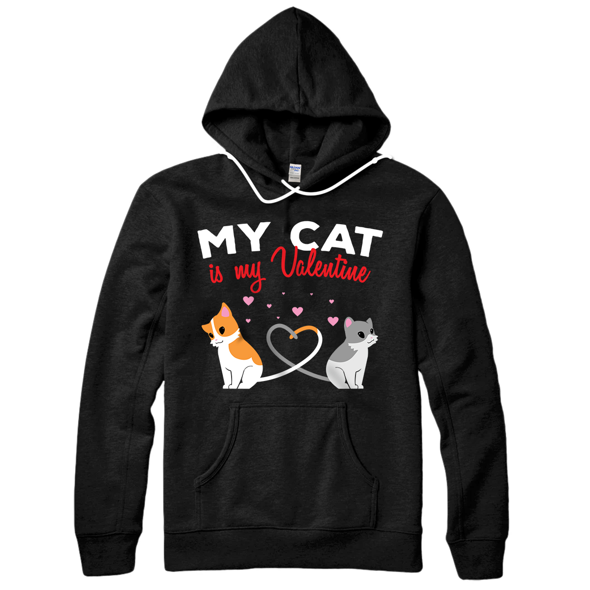 Personalized My Cat Is My Valentine Kitten Cupid Valentines Day Couple Pullover Hoodie