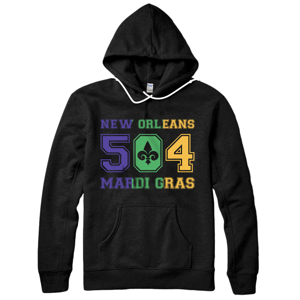 Personalized New Orleans Mardi Gras Outfit 504 Louisiana Carnival Costume Pullover Hoodie