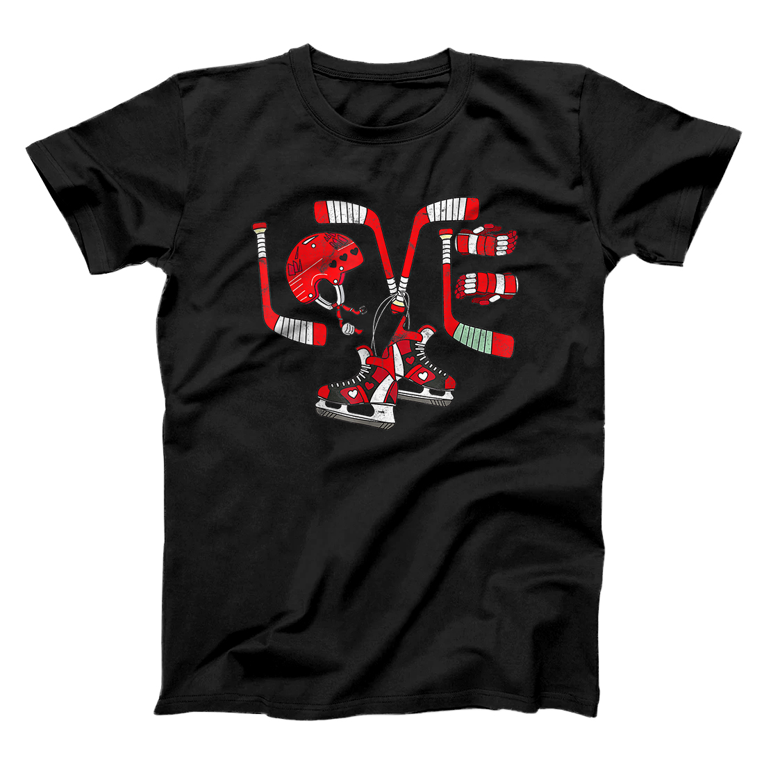 Personalized Valentines Day Heart Hockey stick Valentines Day hockey gift T-Shirt