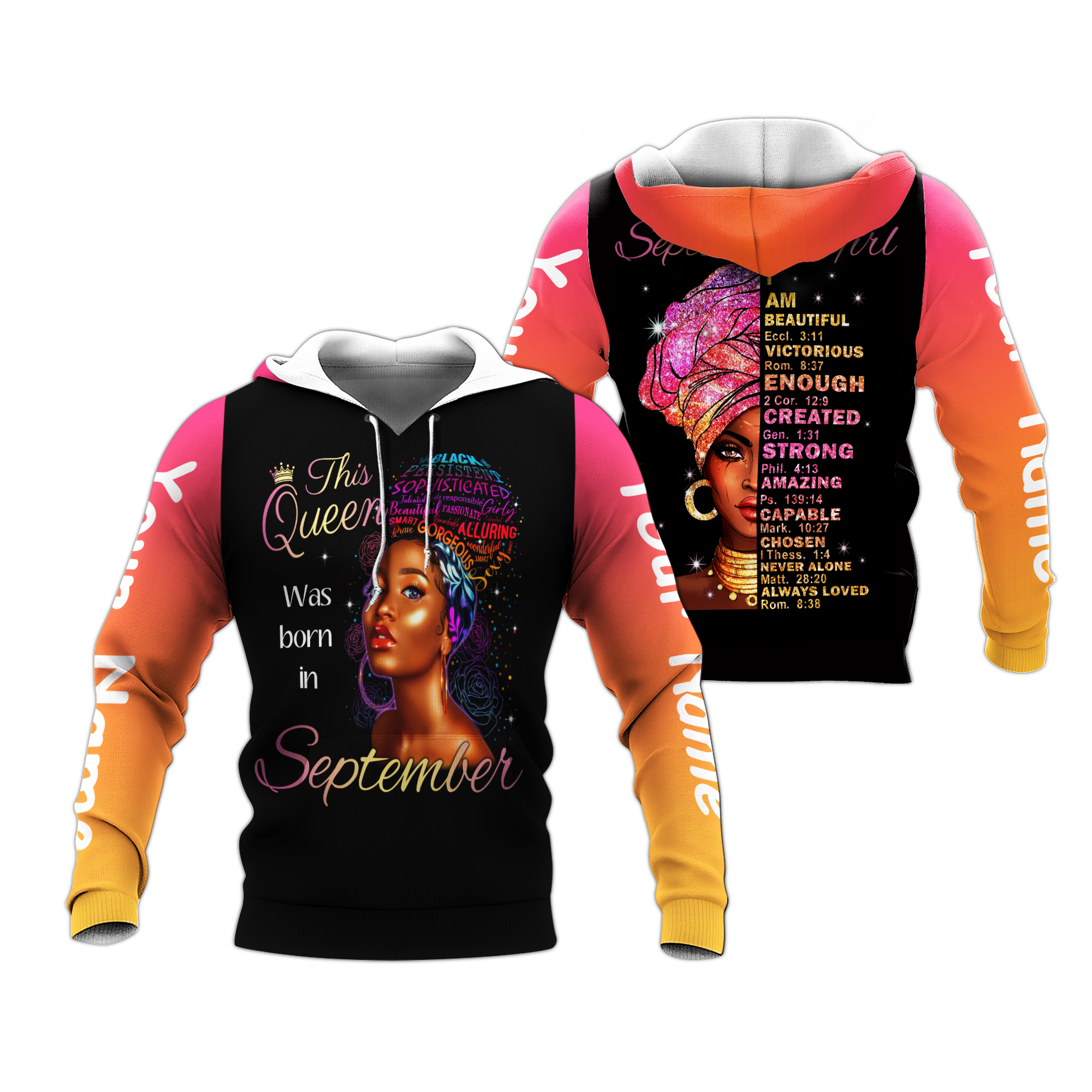 Personalized Queen Birthday September Girl Aop Custom Month - 3D Printed Pullover Hoodie