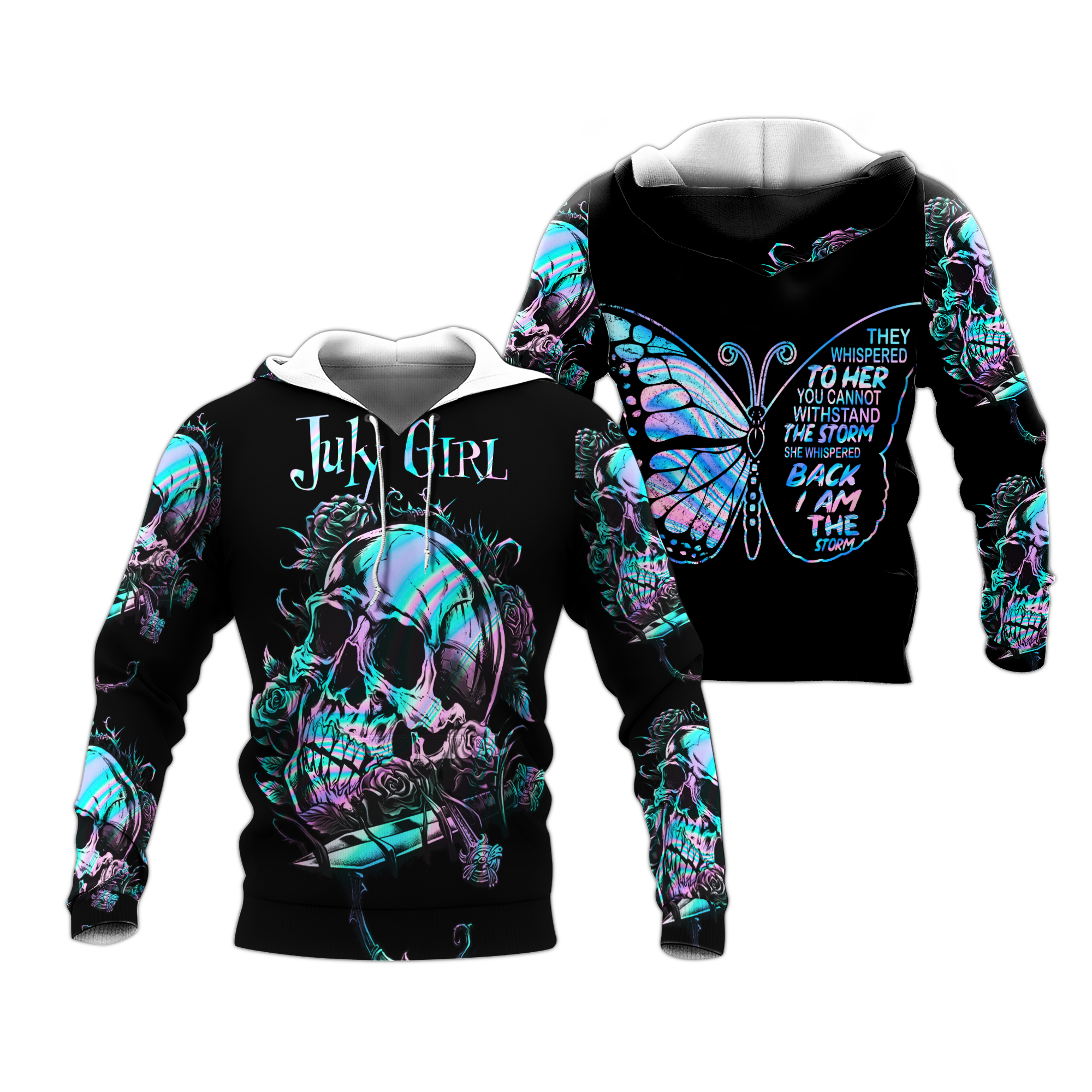 Personalized July Girl They Whispered To Her - 3D Printed Pullover Hoodie
