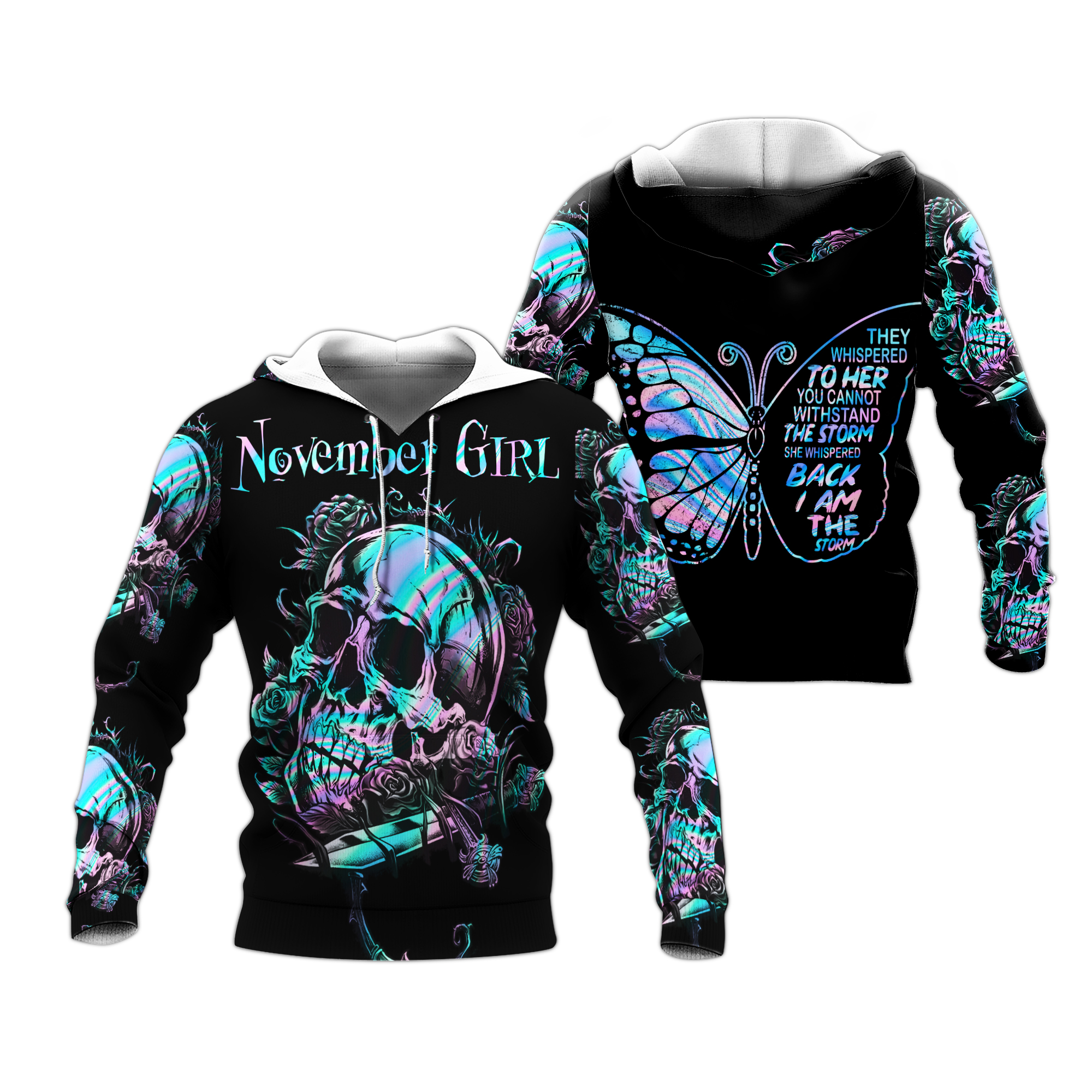 Personalized November Girl They Whispered To Her - 3D Printed Pullover Hoodie