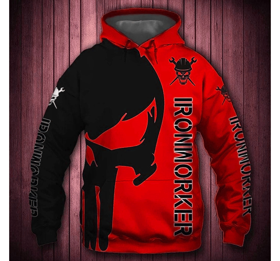 Personalized Ironworker Red Panhd - 3D Printed Pullover Hoodie