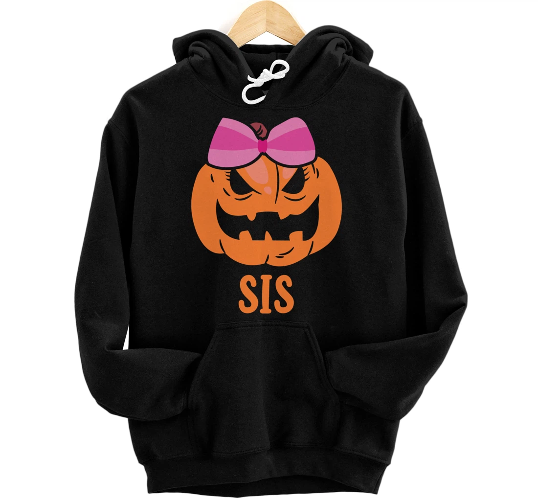 Personalized Pumpkin Sis Sister Matching Family Halloween Pullover Hoodie