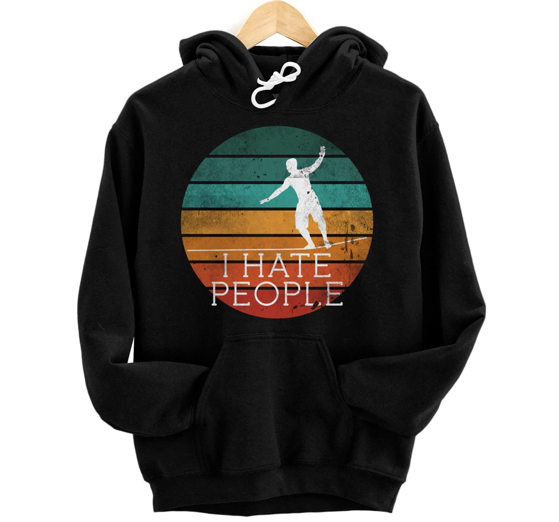 Personalized I Hate People Slack Line Pullover Hoodie