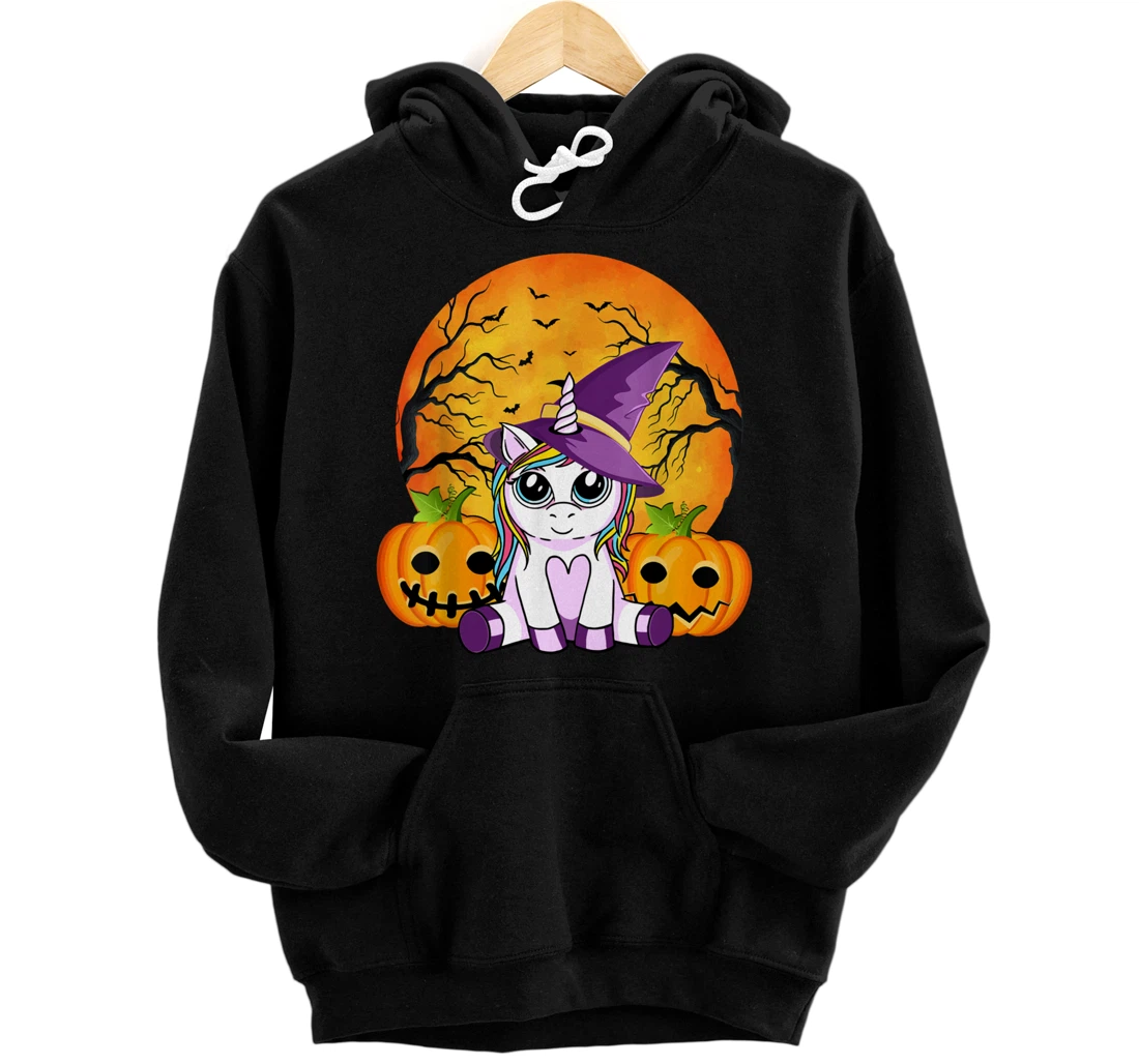 Personalized Cute Halloween Boys Girls Women Witchy Unicorn Halloween Pullover Hoodie
