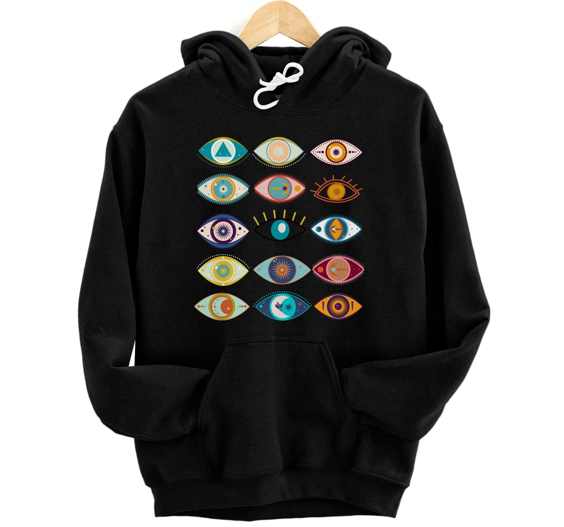 Personalized Celestial Boho Evil Eye Pullover Hoodie