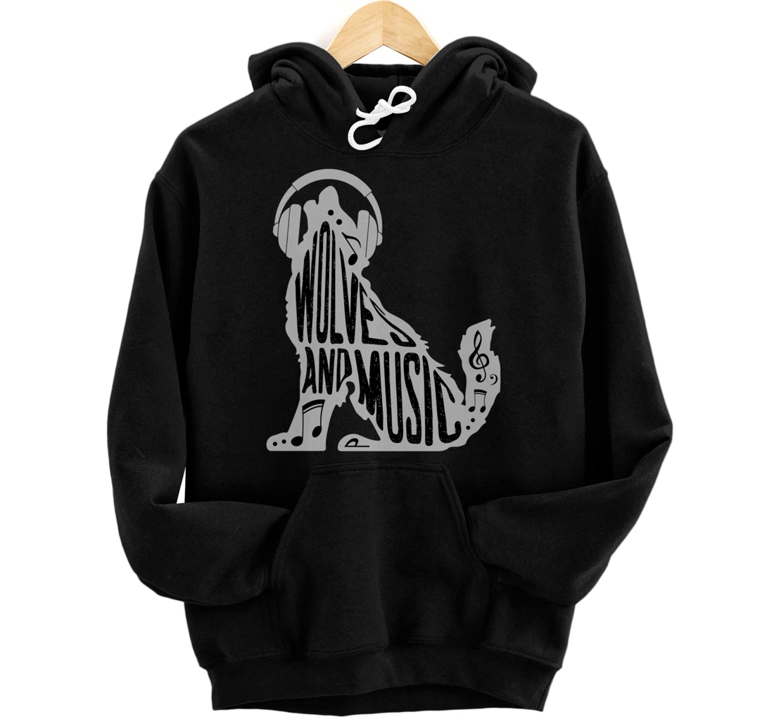 Personalized Wolf Music Art Musician Wolves Sound Pullover Hoodie