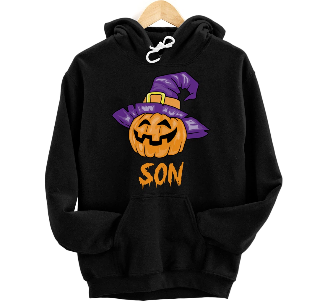 Personalized Scary Pumpkin Son Matching Family Halloween Pullover Hoodie