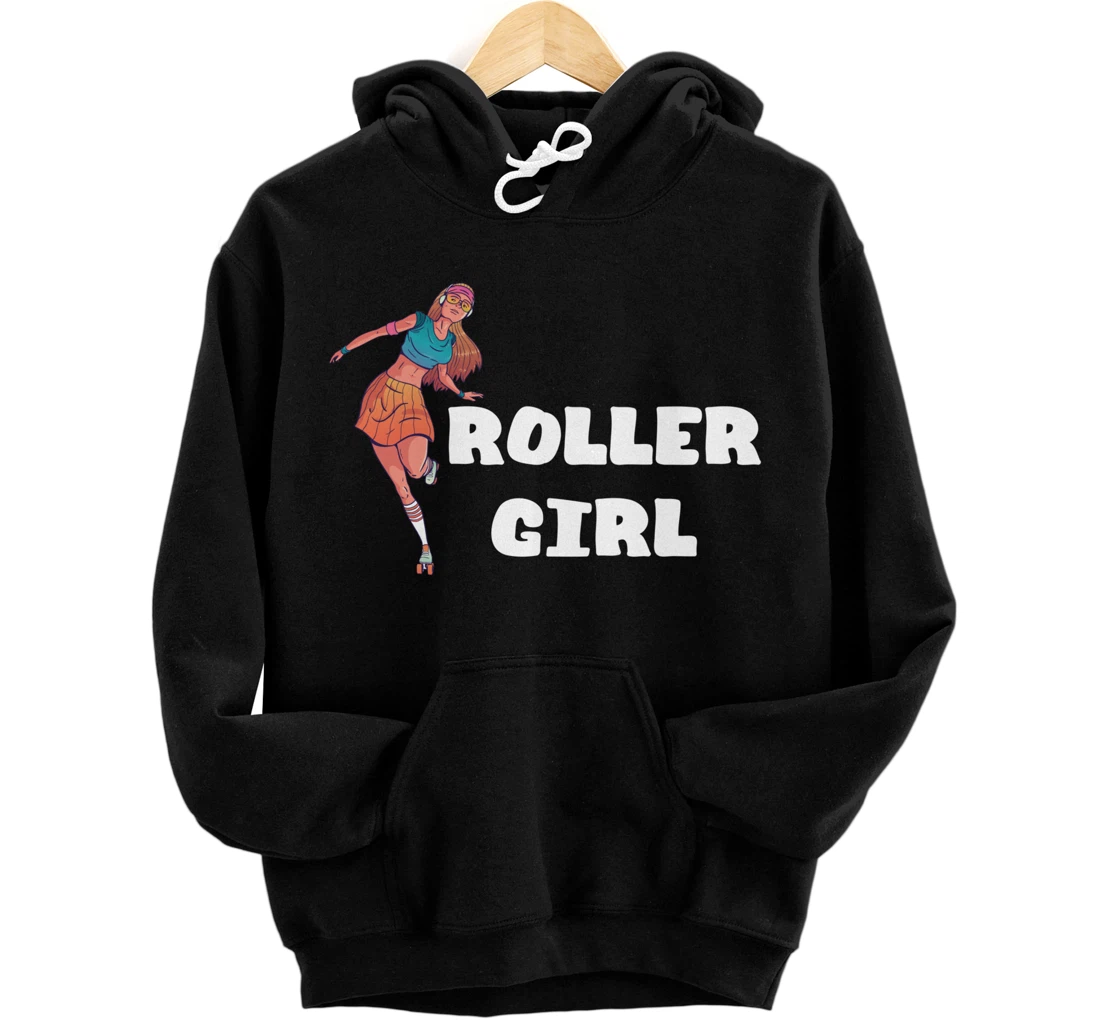 Personalized Roller Girl Roller Skating 70s 80s Skating Rink Roller Skate Pullover Hoodie