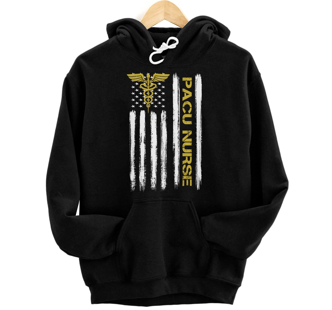 PACU US American Flag Post Anesthesia Care Unit Nurse RN Pullover Hoodie