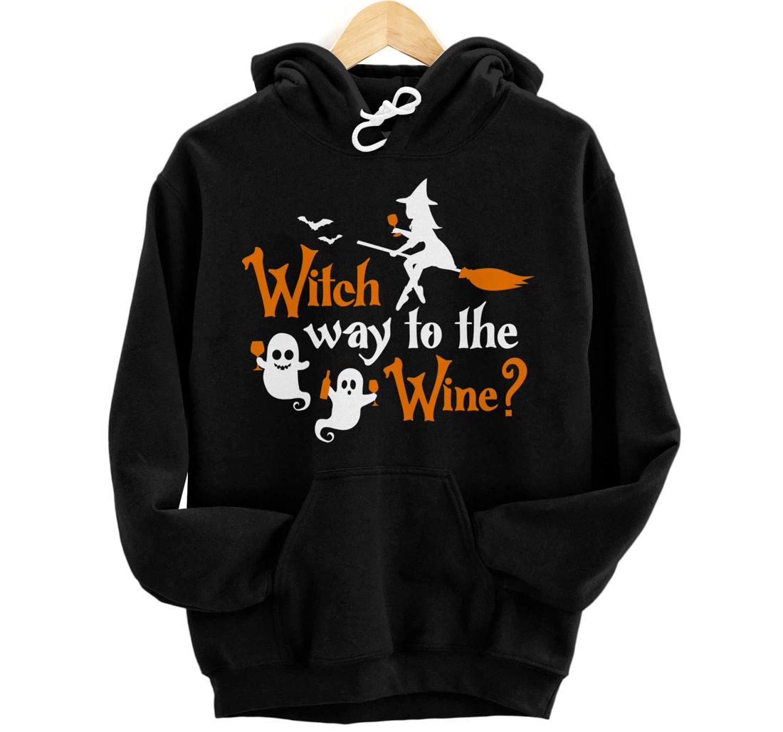 Personalized Witch Way To The Wine Halloween Wine Lovers Funny Witches Pullover Hoodie