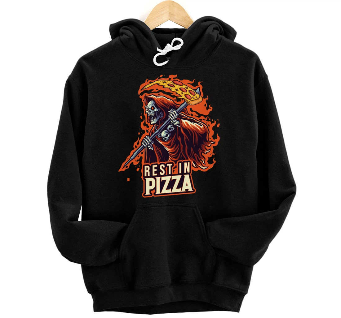 Scary Grim Reaper Rest In Pizza Halloween Halloween Pullover Hoodie