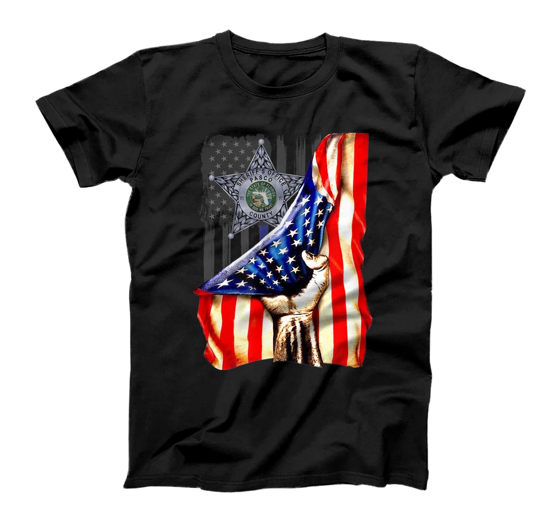 Personalized Pasco County Sheriff Badge with American Flag T-Shirt, Women T-Shirt