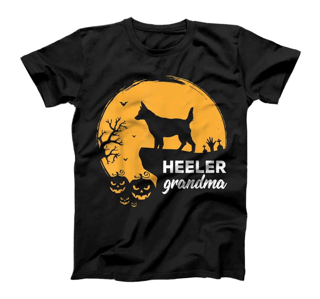 Personalized Full Moon Halloween Heeler Grandma Australian Cattle Dog Mom T-Shirt, Women T-Shirt