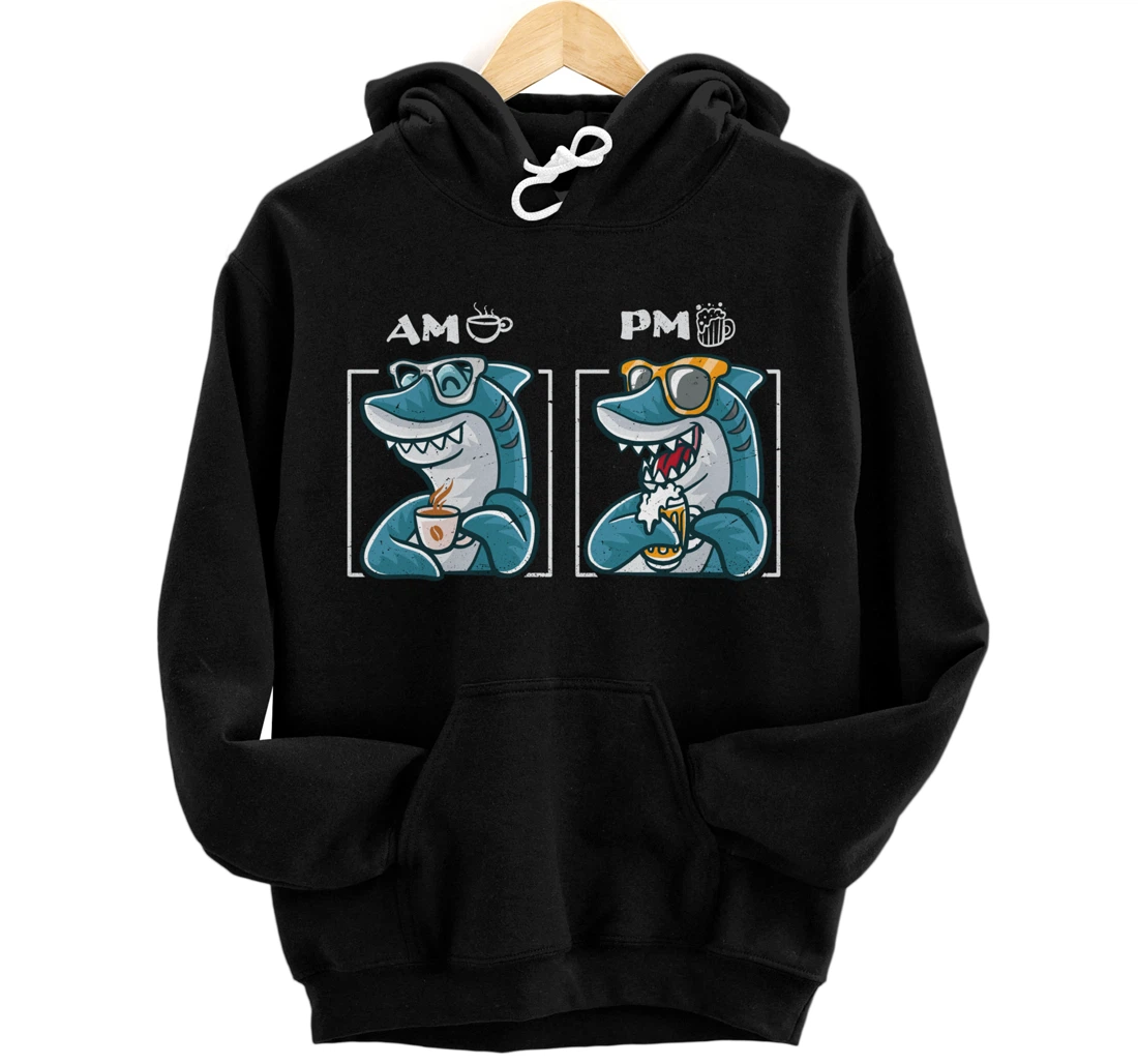 Coffee and Beer Drinking Funny Nerd Coffee Mug Funny Shark Pullover Hoodie