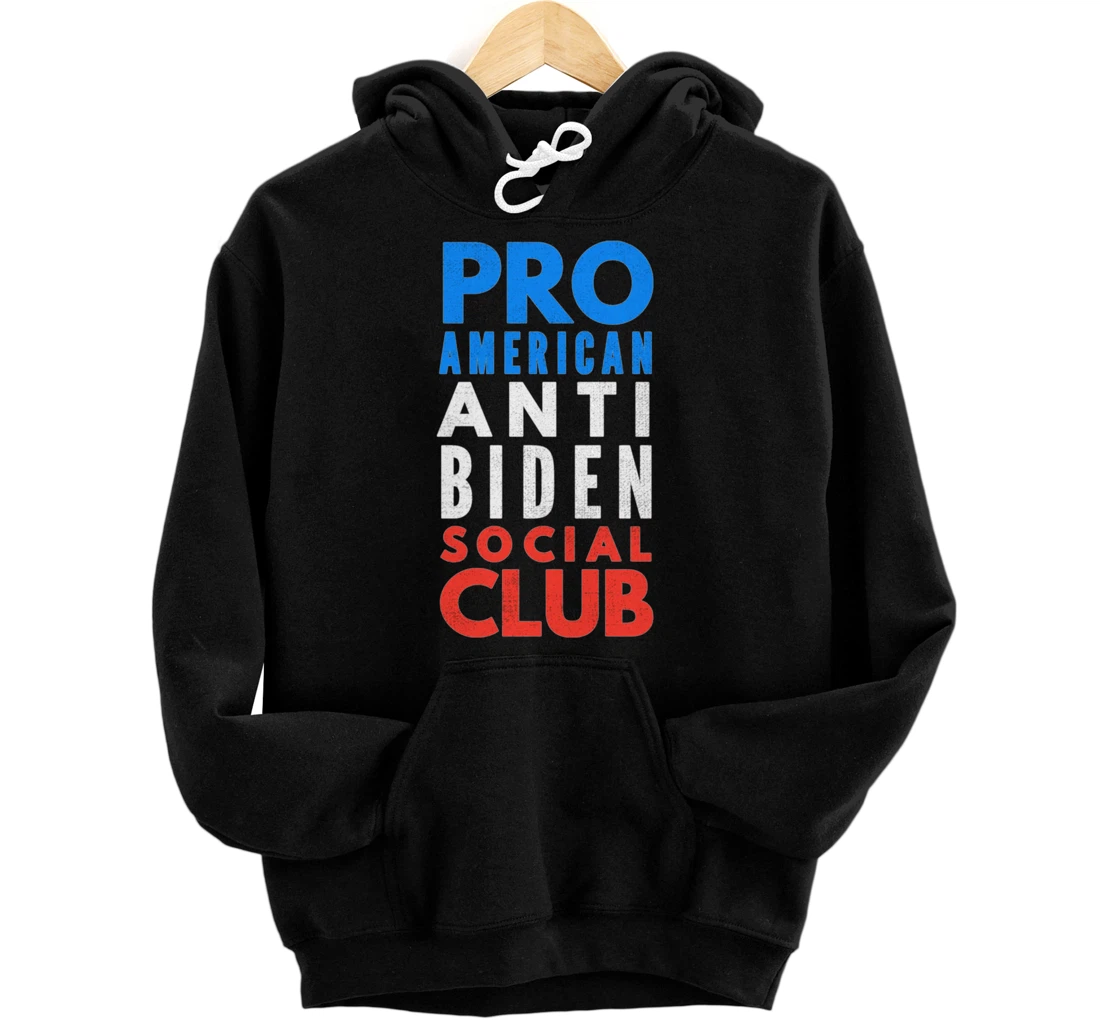 Personalized Pro America Anti Biden Social Club USA Flag Retro Vintage Pullover Hoodie