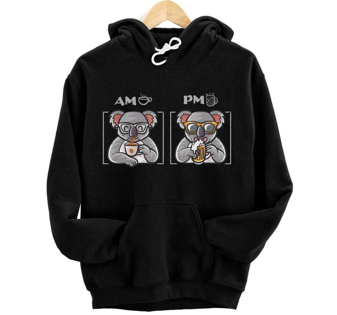 Coffee and Beer Drinking Funny Nerd Coffee Mug Koala Bear Pullover Hoodie