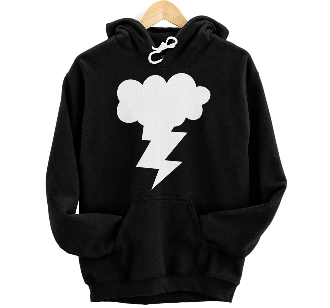 Personalized Cloud and Lightning Bolt, Distressed Thunderbolt Lightning Pullover Hoodie