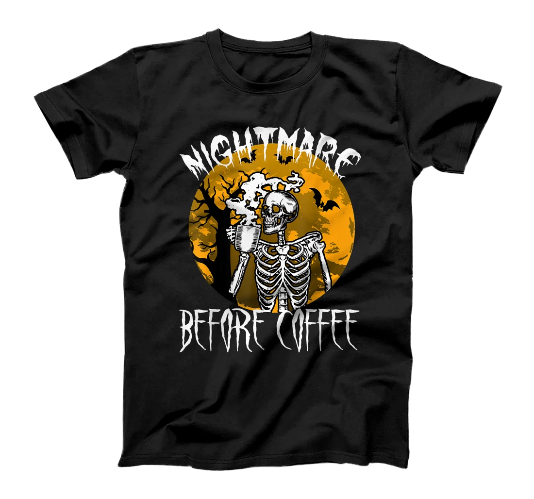 Halloween Coffee Mug Skeleton Nightmare Before Coffee T-Shirt, Women T-Shirt