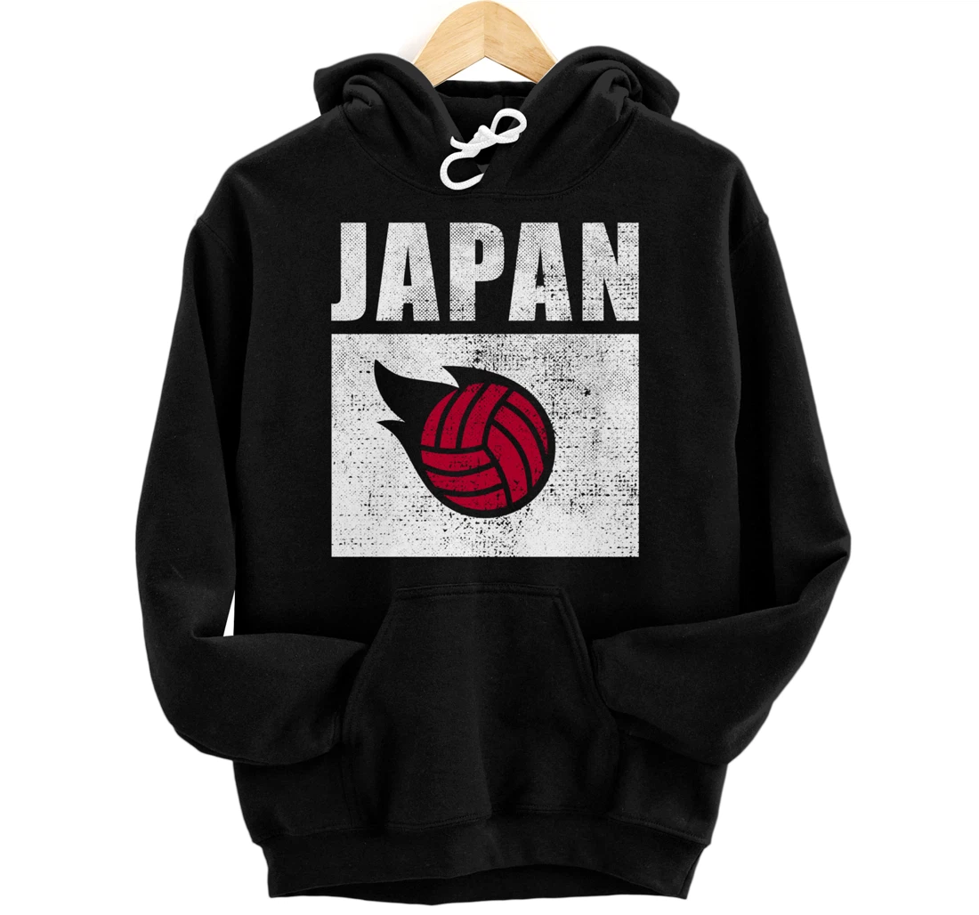 Personalized Japan Volleyball Japanese Flag Retro Vintage Art Pullover Hoodie