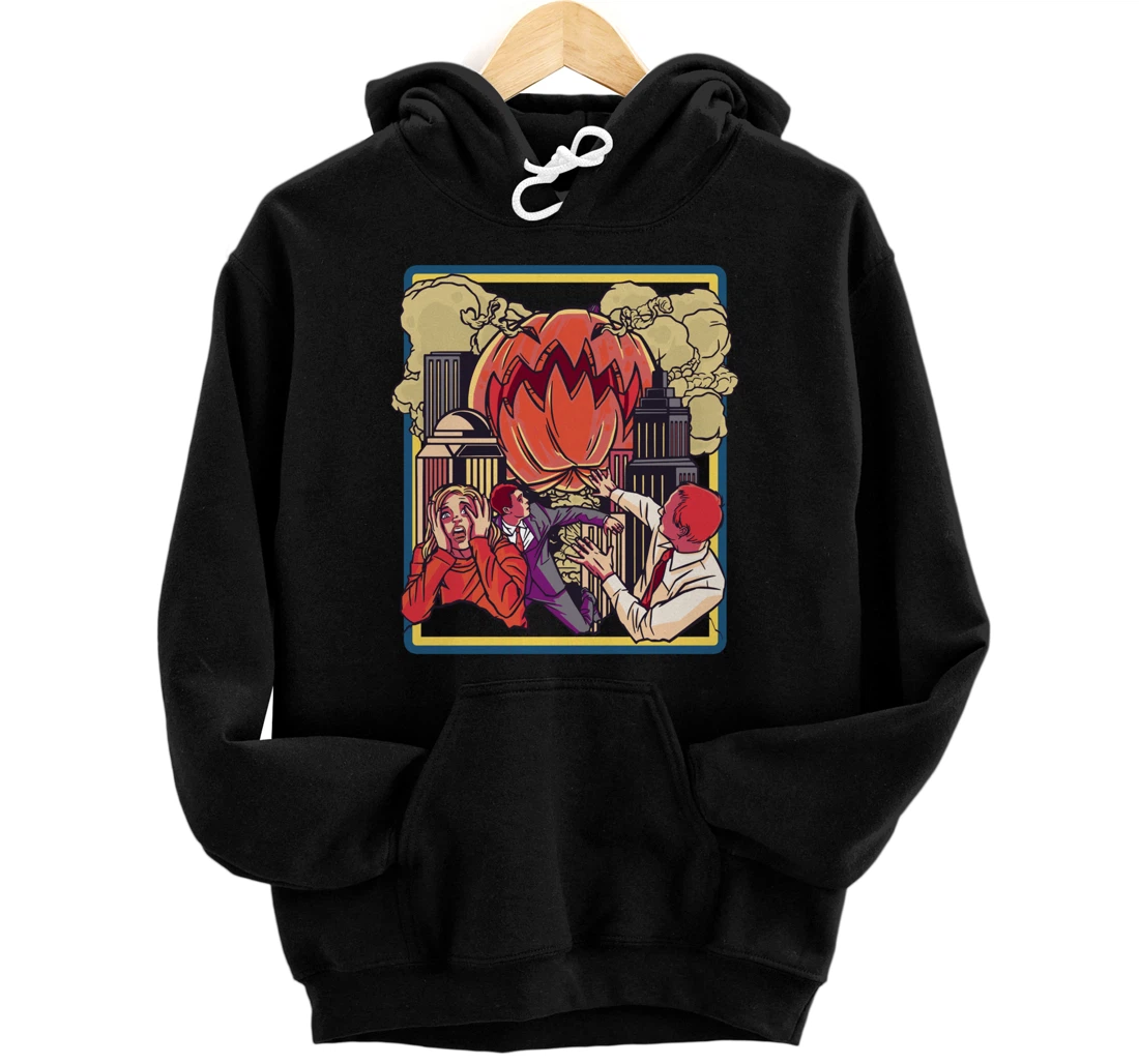 Personalized Retro Vintage Halloween Monster Pumpkin Pullover Hoodie