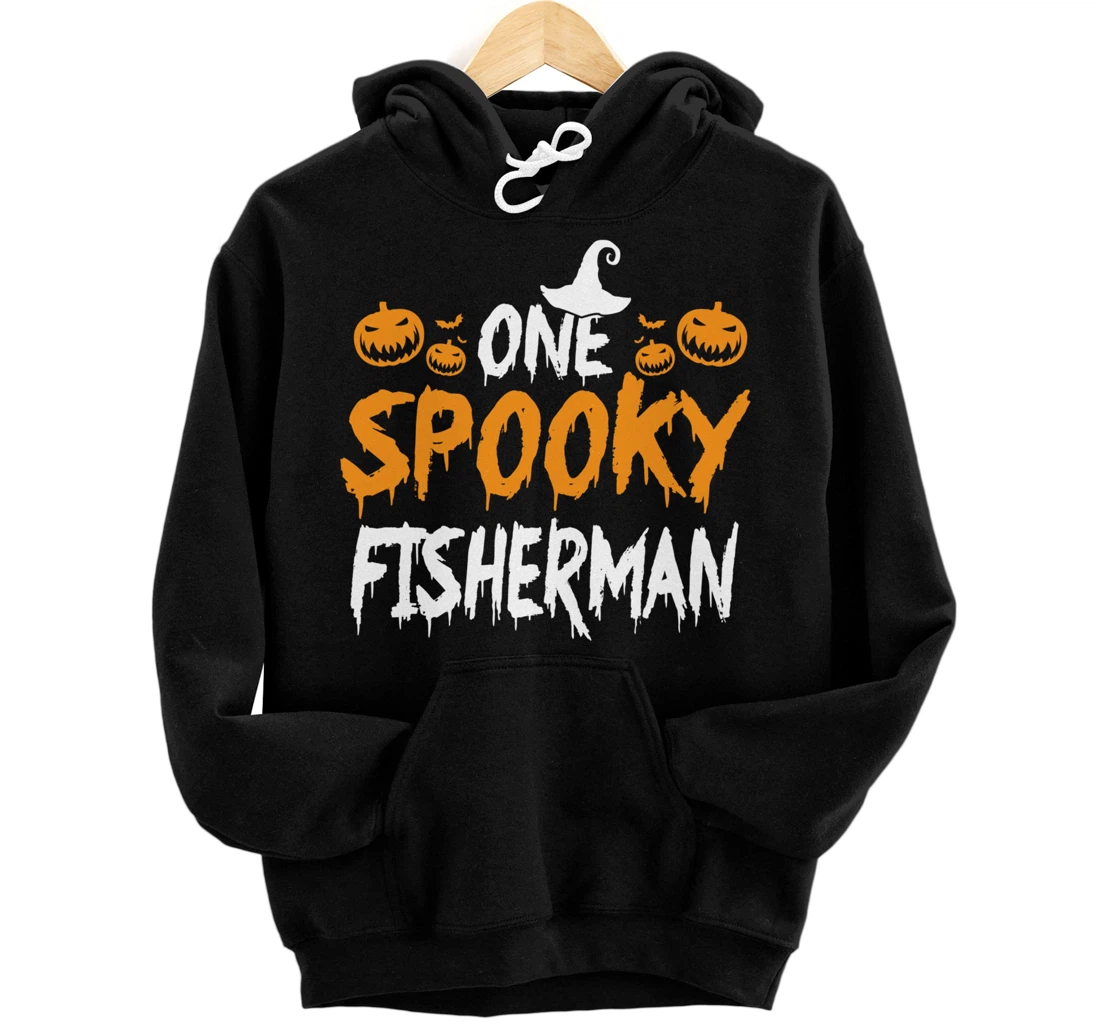 Personalized One Spooky Fisherman Matching Family Halloween Pullover Hoodie