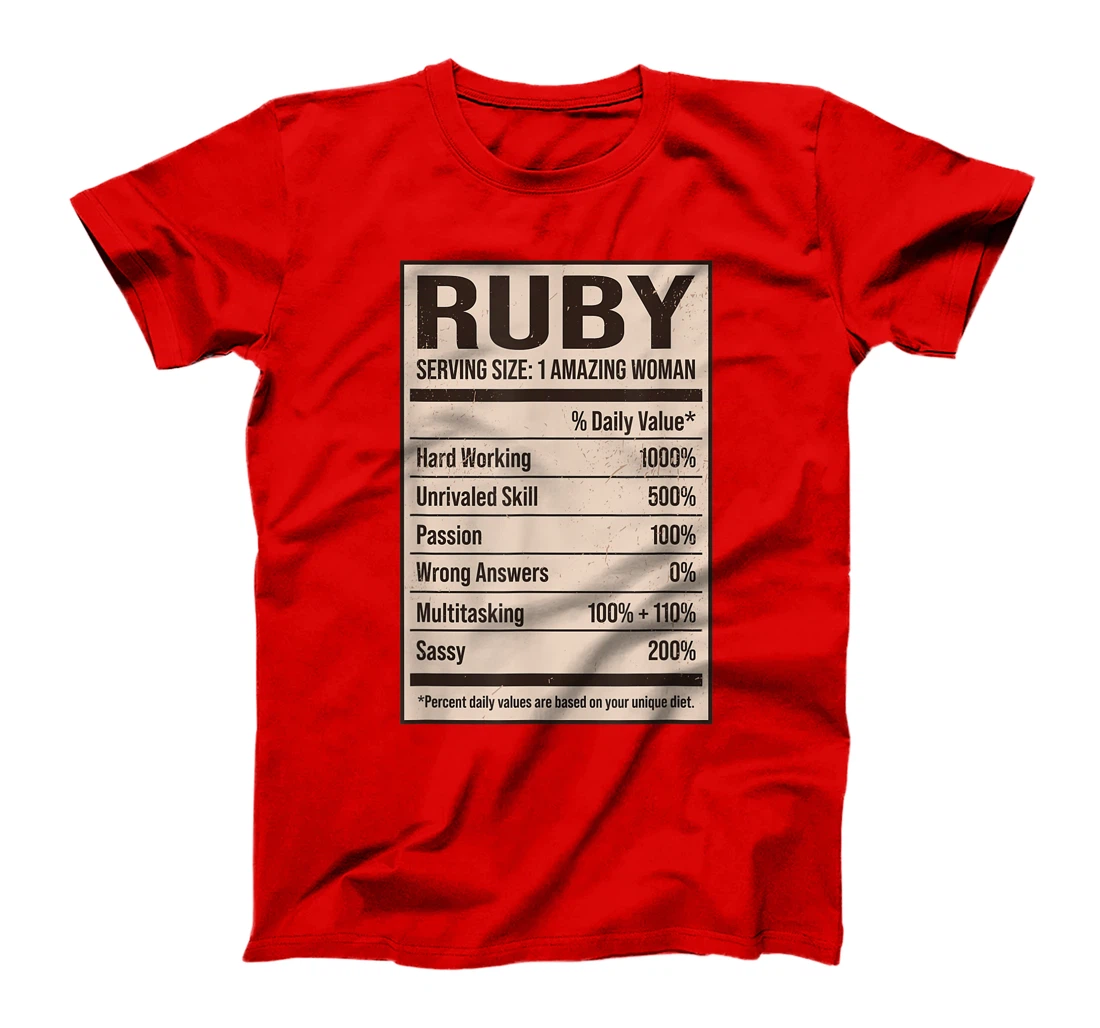 Ruby Nutrition Facts Name Nickname Alias Title Friends Funny T-Shirt, Women  T-Shirt - All Print AZ
