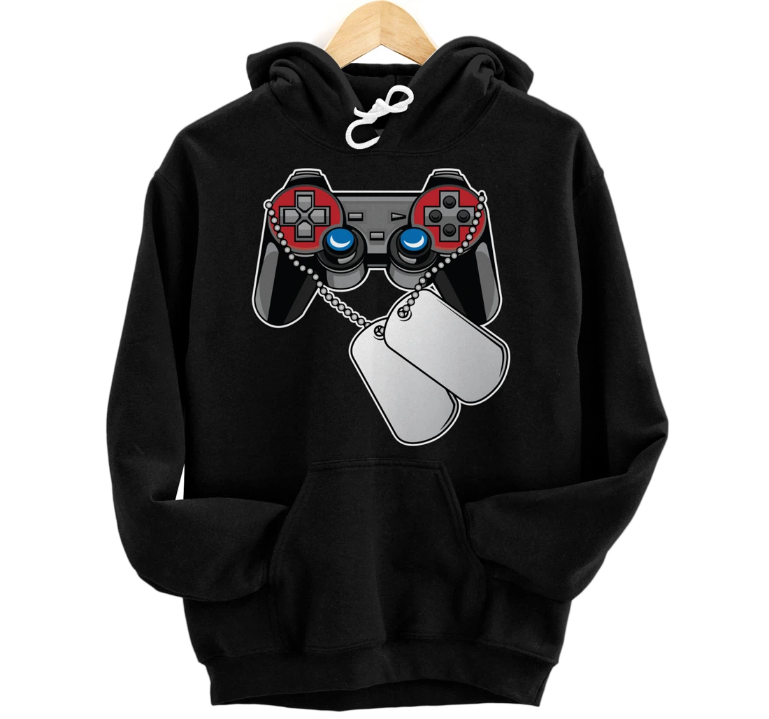 Personalized Video-game Controller Dog Tag Veterans Day Cool Gaming Gamer Pullover Hoodie