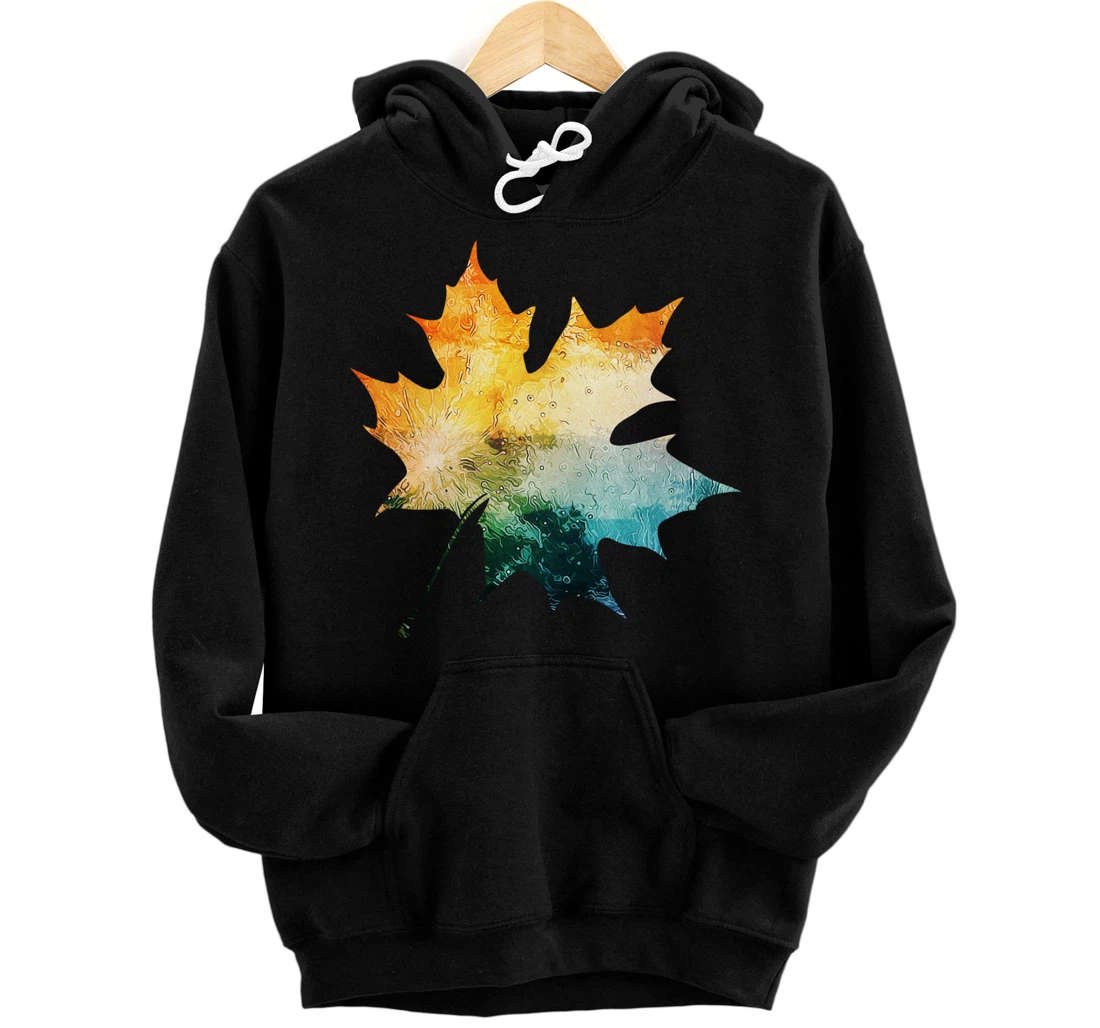 Personalized Vintage Autumn Retro Watercolor Maple Leaf Theme Pullover Hoodie