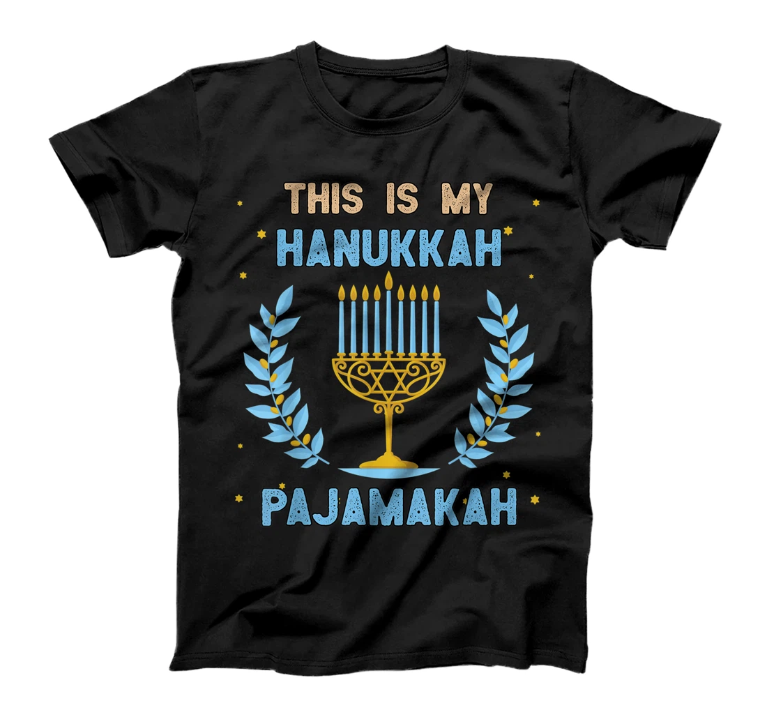 Personalized This Is My Hanukkah Pajamakah Menorah Nine Candles Funny T-Shirt, Kid T-Shirt and Women T-Shirt