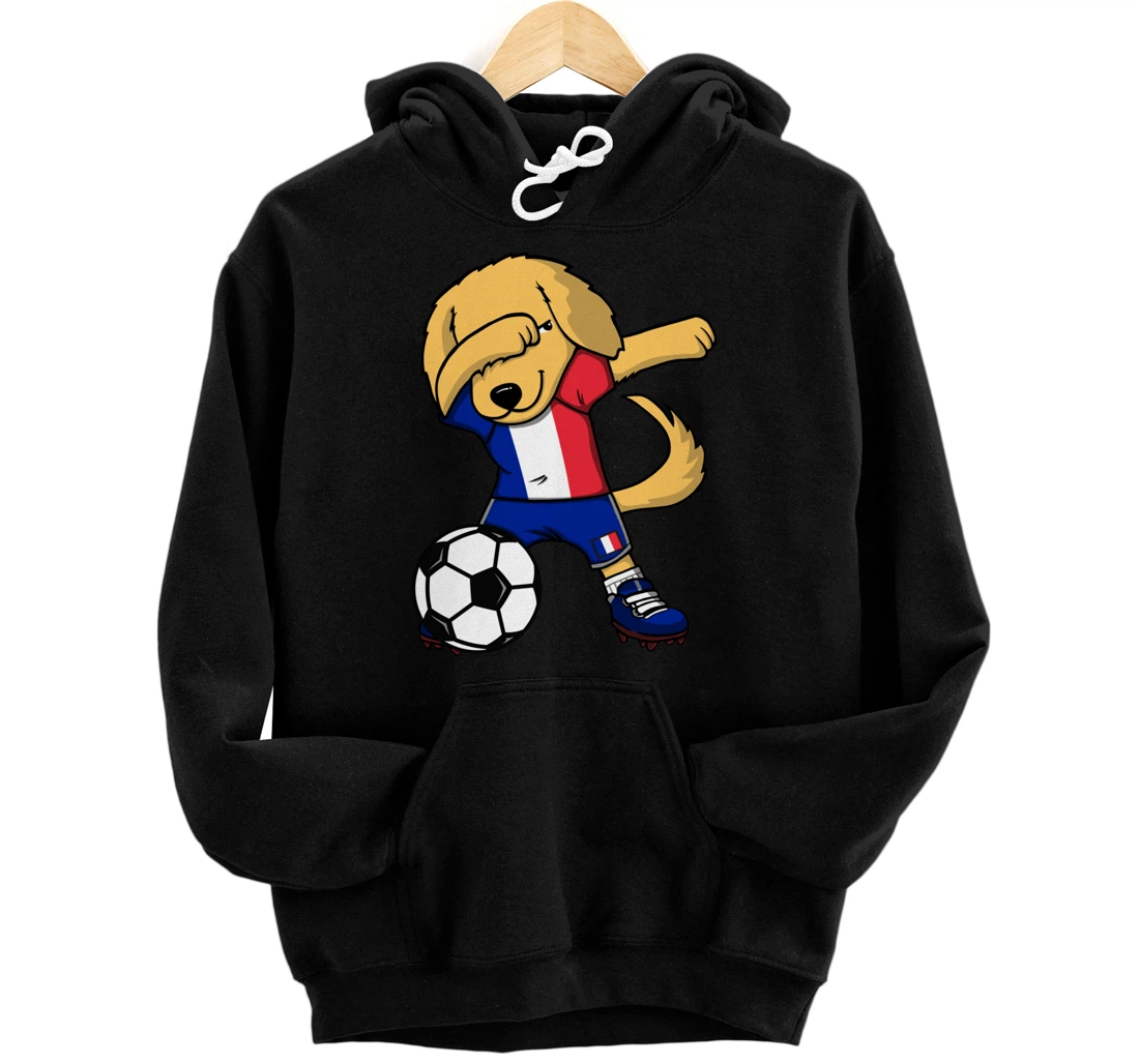 Personalized Dabbing Golden Retriever France Soccer Fans Jersey Football Pullover Hoodie