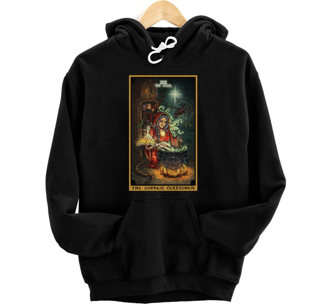 Personalized The Goddess Cerridwen The Star Tarot Card Wiccan Back Print Pullover Hoodie