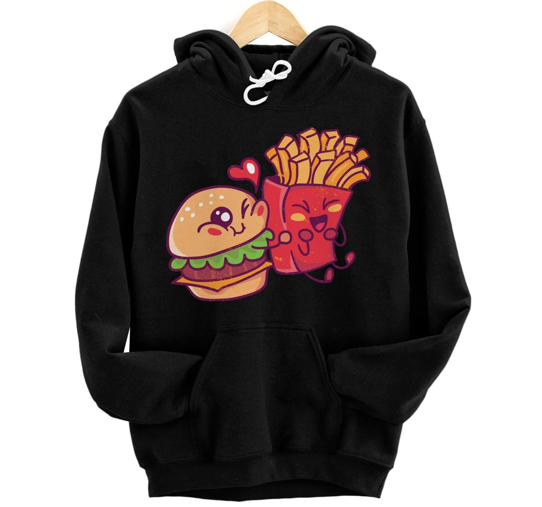 Personalized Funny Fast Food - Burger and Fries Pullover Hoodie
